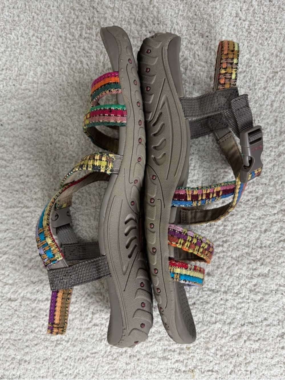 Skechers Sandals Womens 11 Reggae Sew Me in Taupe Multi Open Toe Comfort Walking - Picture 2 of 11